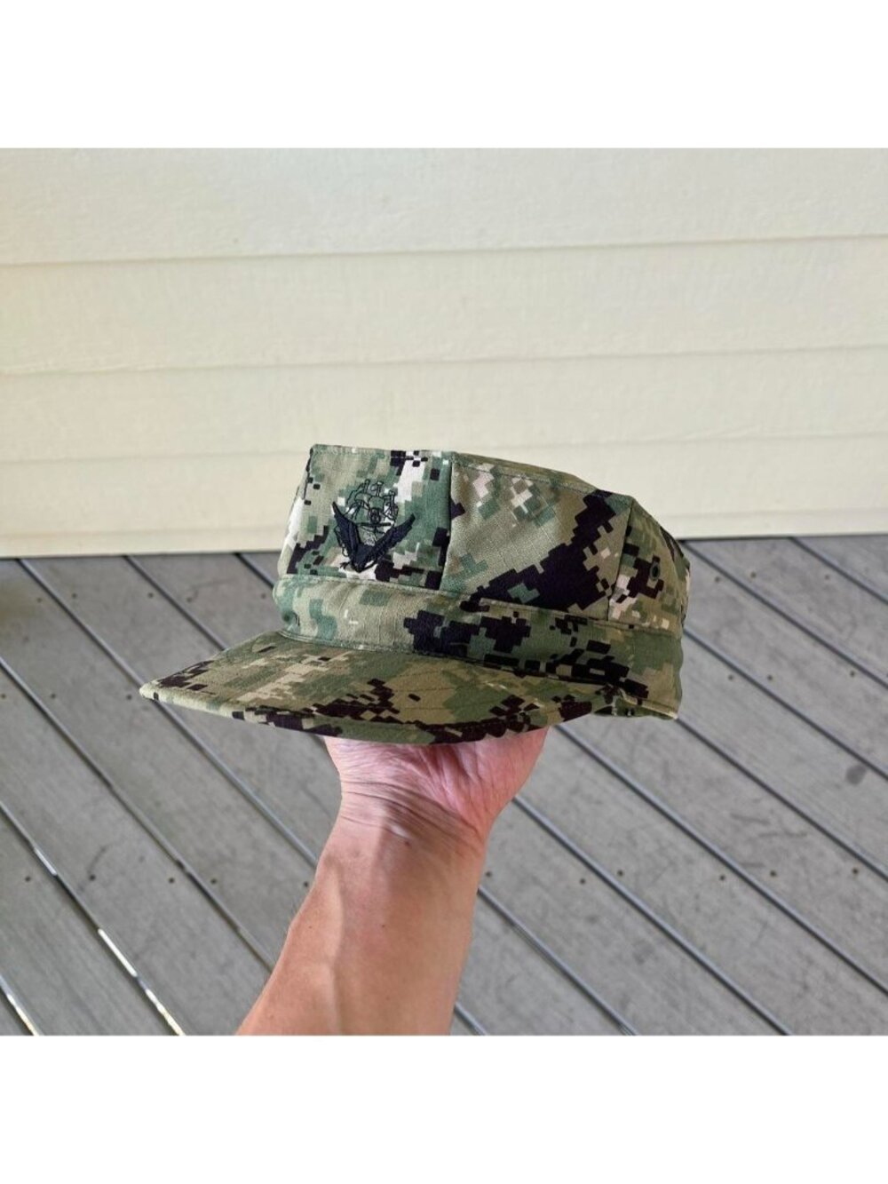 Green / Black / Tan Vintage Digital Camo / Camouflage Embroidered U.S. Navy Cap